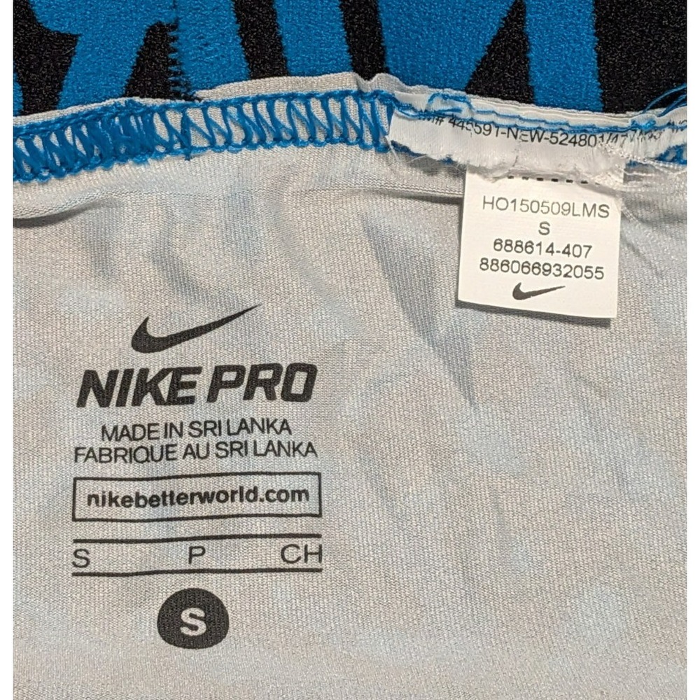 Nike Pro Men's Blue Black Camouflage Elastic‎ Waist Pant Size Small - Picture 2 of 5